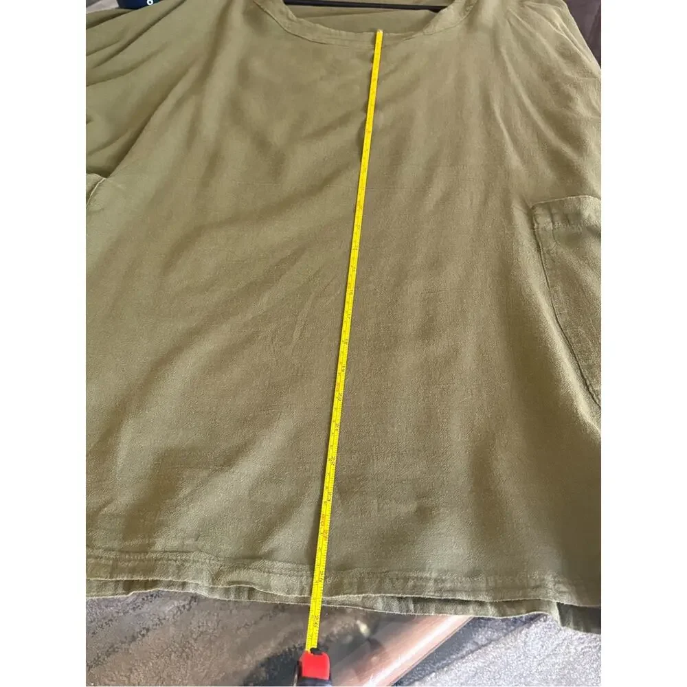 LINEN Olive Green Relaxed Tunic with Side Pockets - Picture 5 of 6